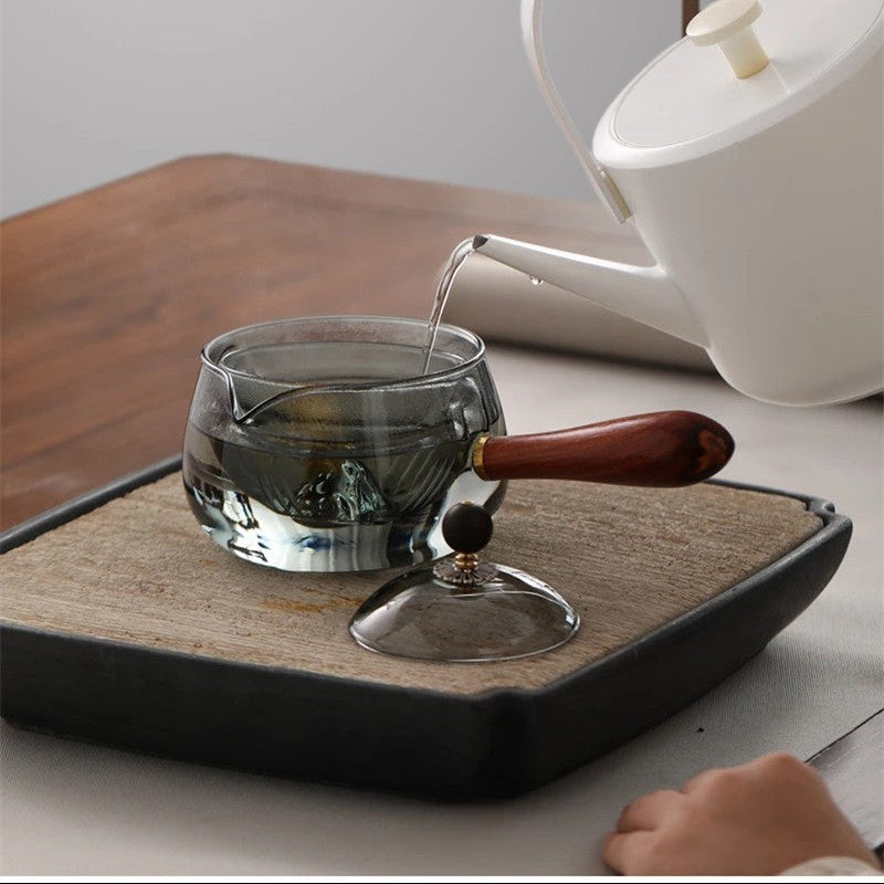 Double-Wall Glass Teapot with Wooden Handle