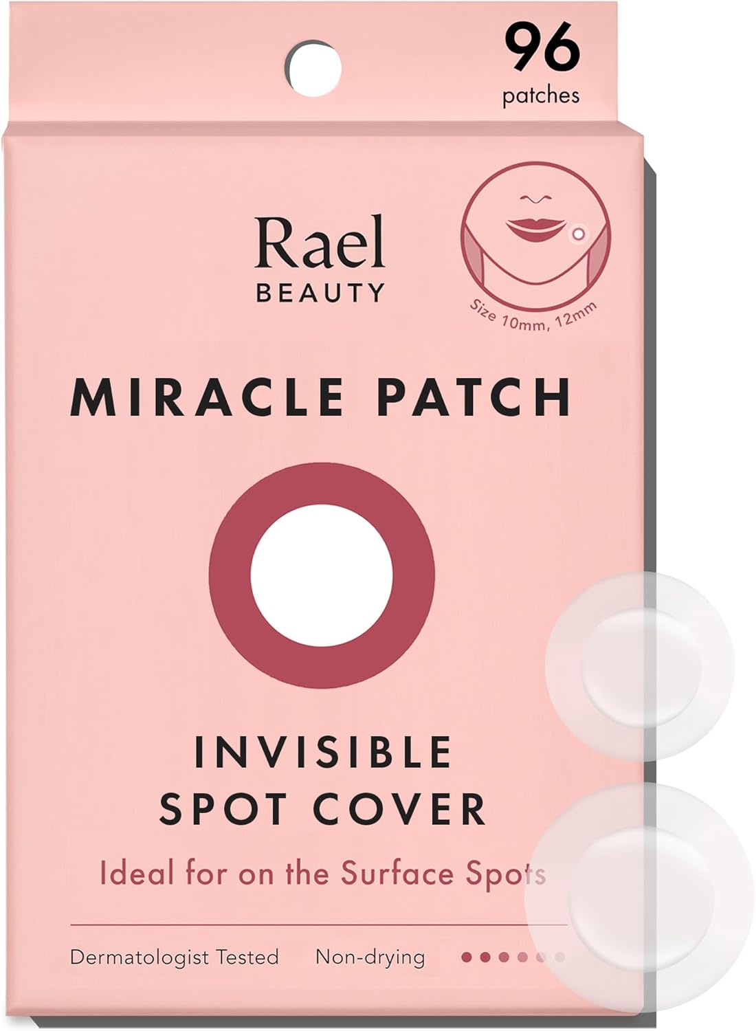 Rael Miracle Invisible Spot Cover - Absorbing Cover, Skin Care, Facial Stickers, 2 Sizes (96 Count)