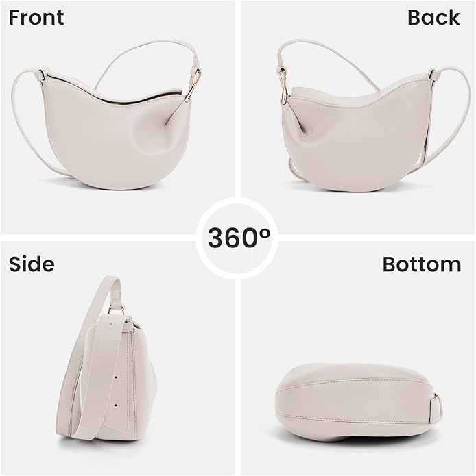 VOSTEVAS Crescent Bag for Women Leather Dumpling Bag Designer Shoulder Crossbody Bag Casual Handbag for Travel Working