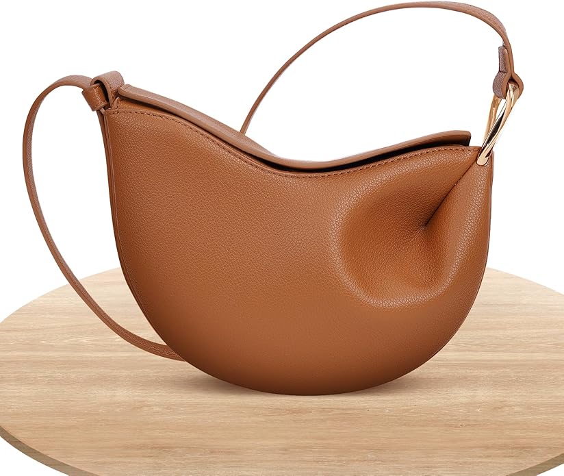 VOSTEVAS Crescent Bag for Women Leather Dumpling Bag Designer Shoulder Crossbody Bag Casual Handbag for Travel Working