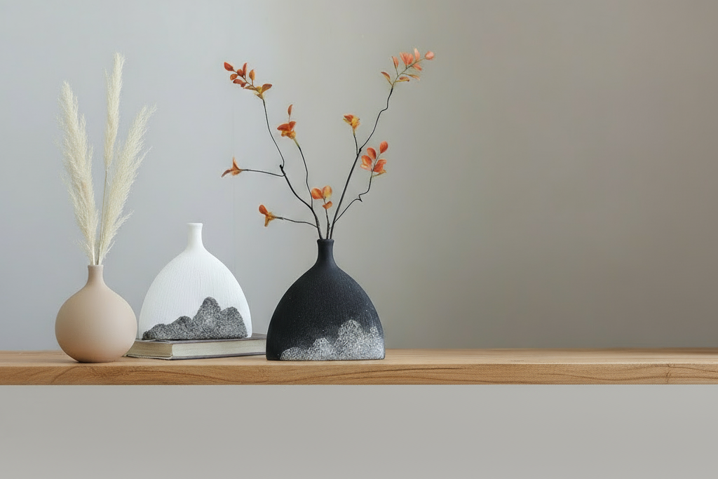 Ceramic vases with maximum negative space