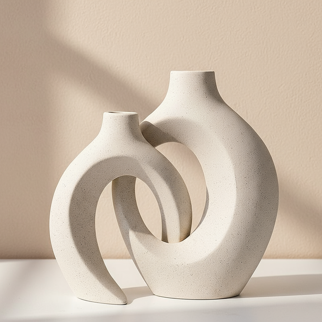 Ceramic vases with natural lighting