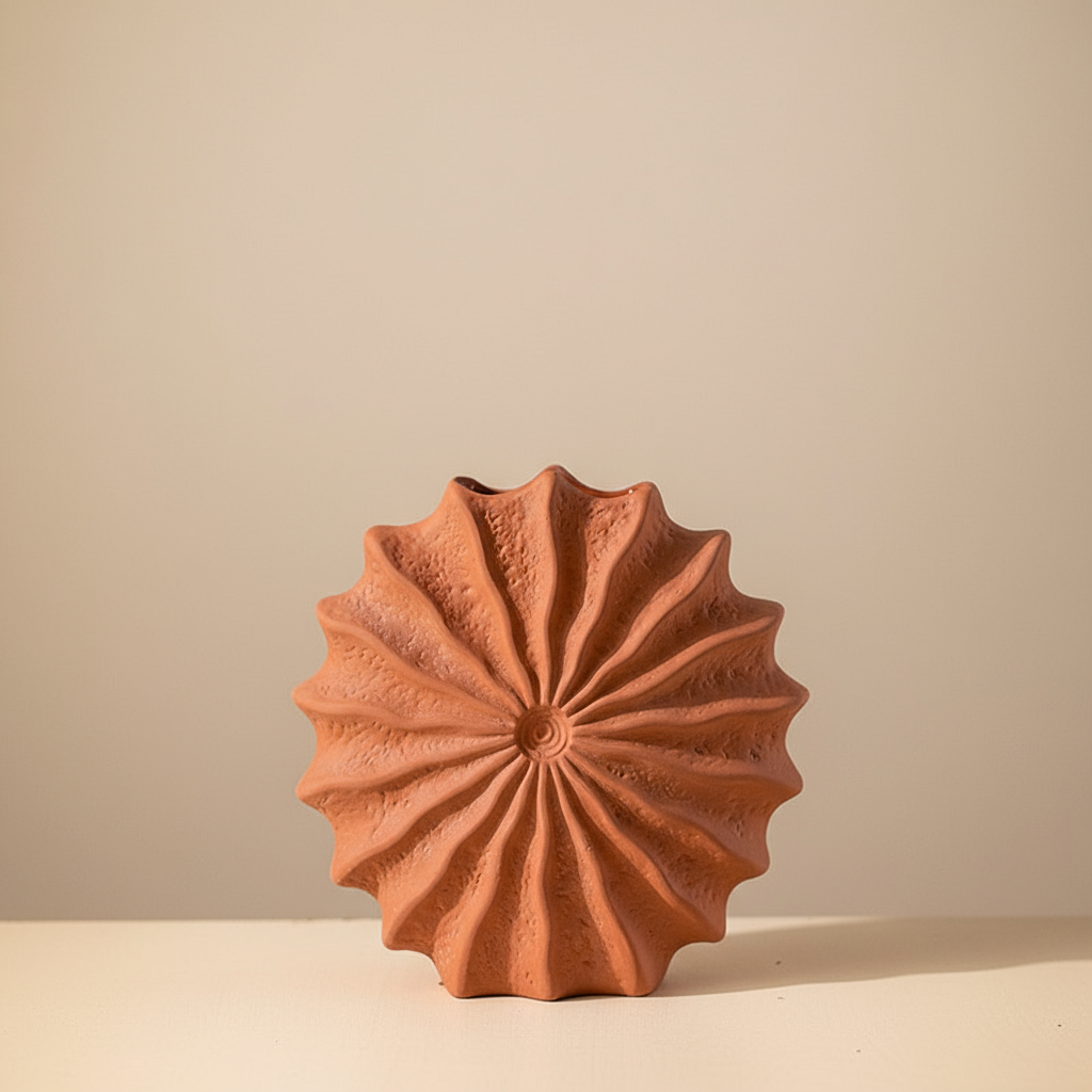 Editorial product photography of terracotta vase