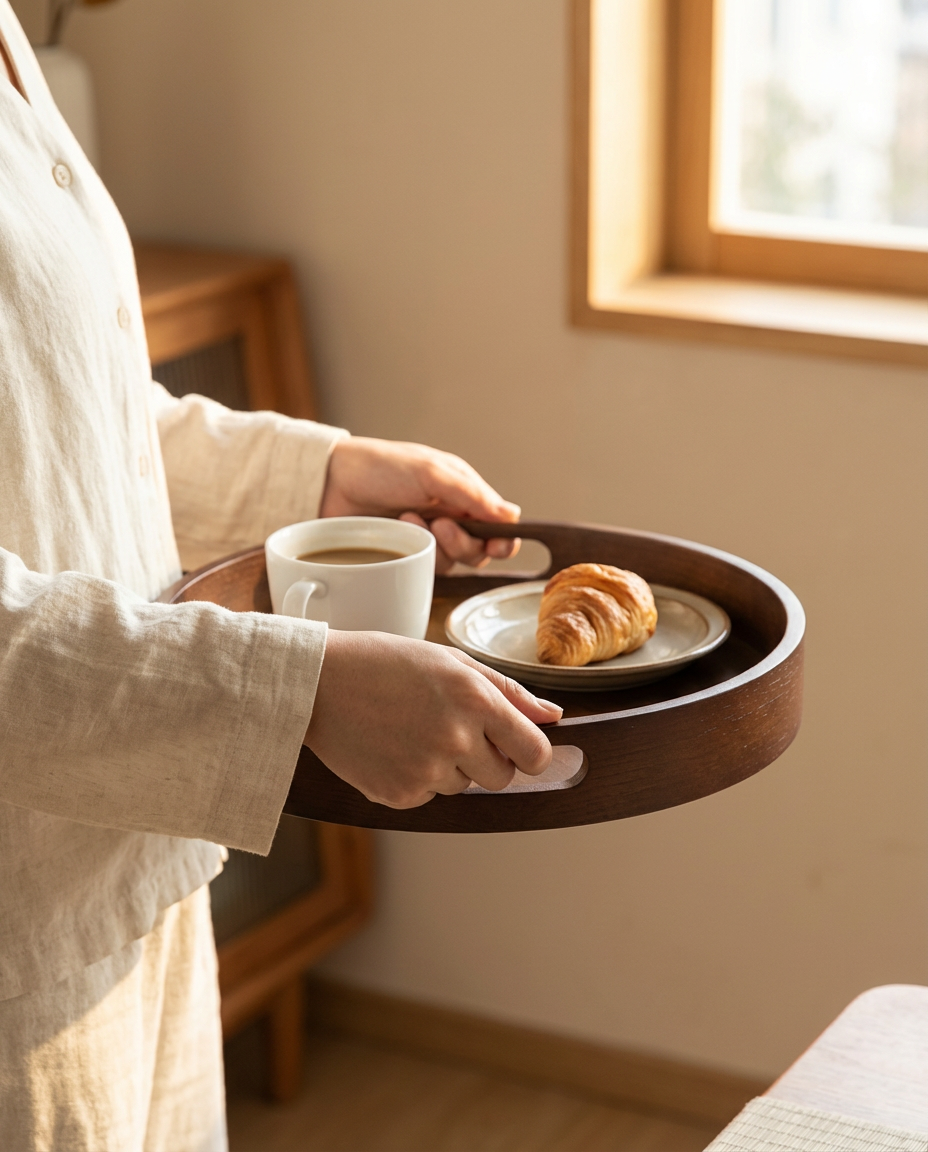 Natural Bamboo Serving Tray with Handles