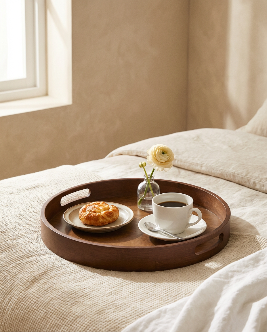 Natural Bamboo Serving Tray with Handles