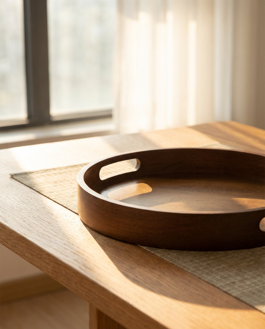 Natural Bamboo Serving Tray with Handles